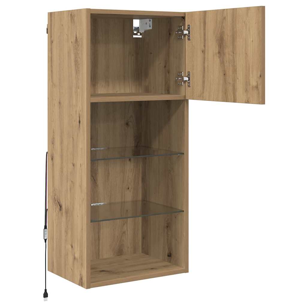Væghængte TV skabe 2 pcs Artisan Egetræ 40,5 x 30 x 90 cm