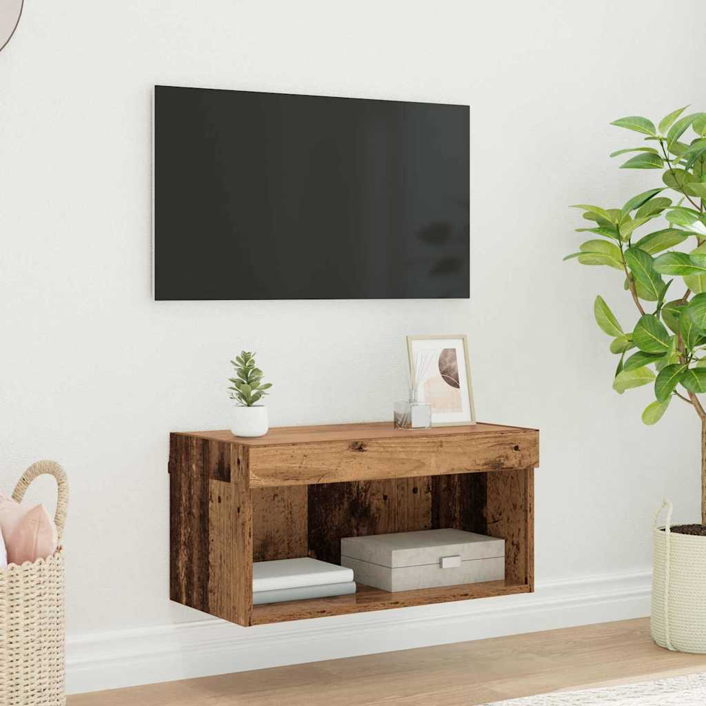 TV-møbelsæt med LED Gammelt træ 60 x 30 x 30 cm Konstrueret træ
