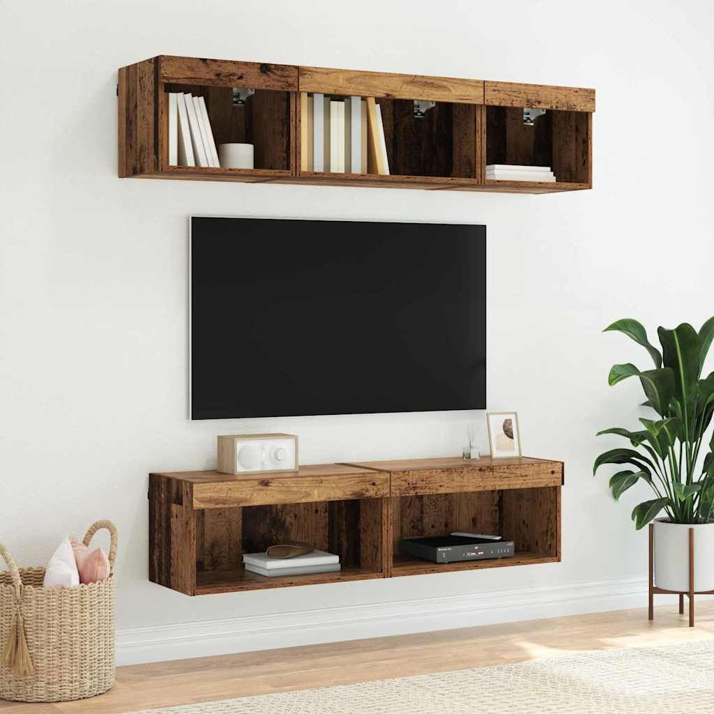 TV-møbelsæt 2 pcs Gammelt træ 60 x 30 x 30 cm Konstrueret træ