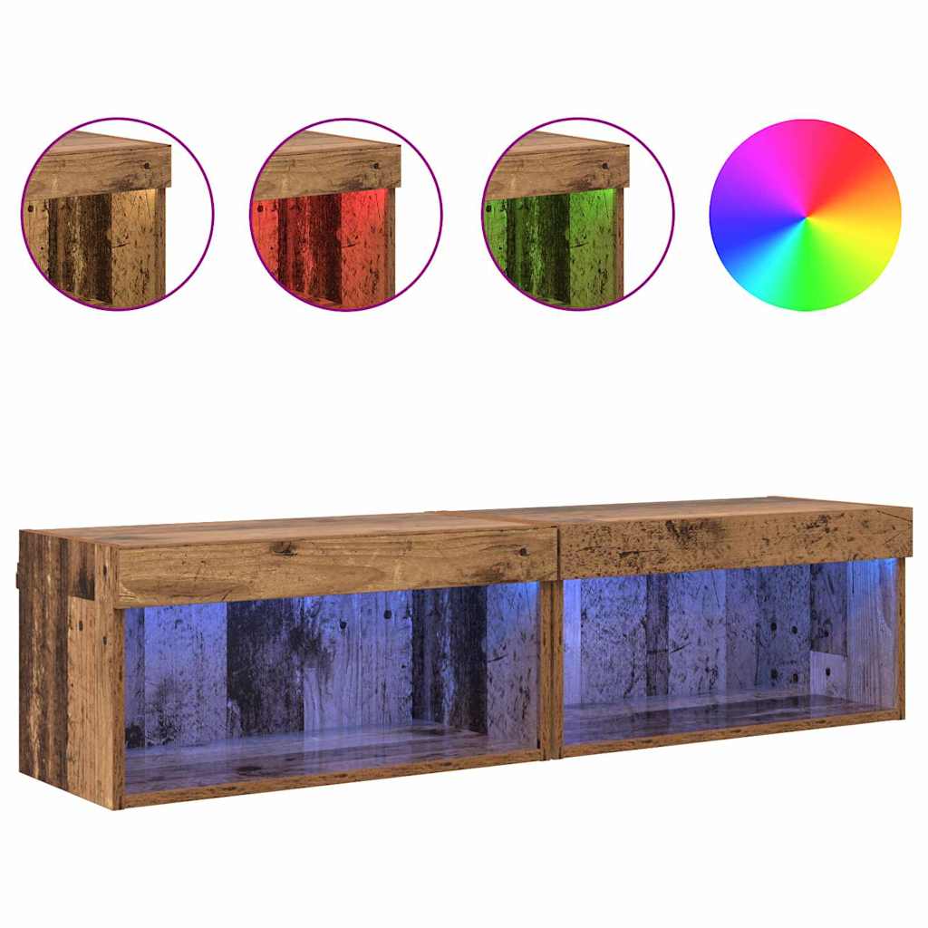 TV-møbelsæt 2 pcs Gammelt træ 60 x 30 x 30 cm Konstrueret træ