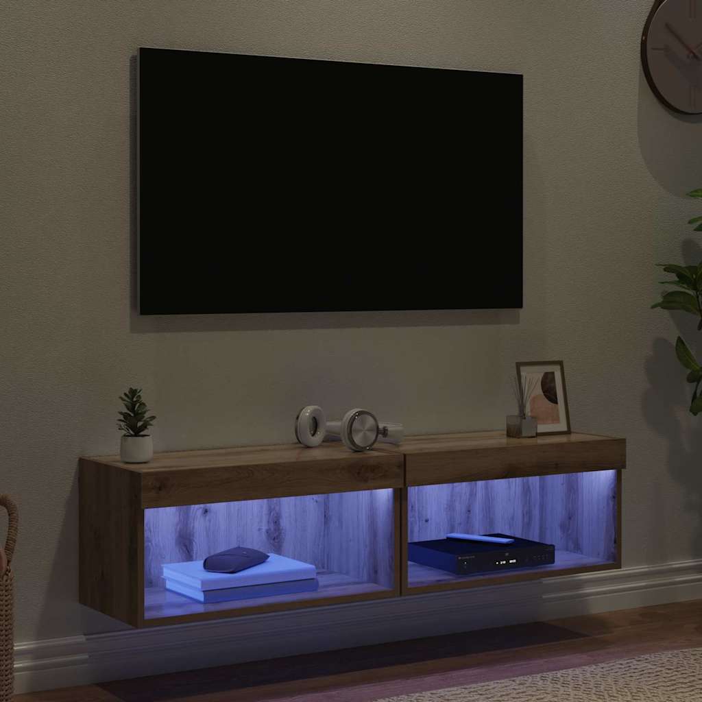 TV-møbelsæt med LED 2 pcs Artisan Egetræ 60 x 30 x 30 cm