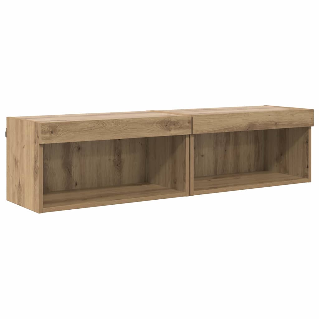 TV-møbelsæt med LED 2 pcs Artisan Egetræ 60 x 30 x 30 cm