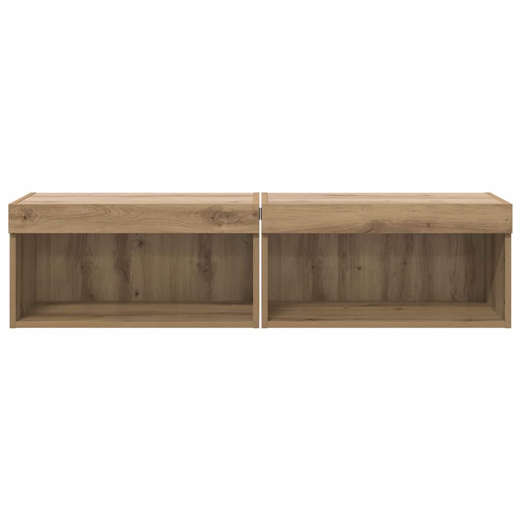 TV-møbelsæt med LED 2 pcs Artisan Egetræ 60 x 30 x 30 cm