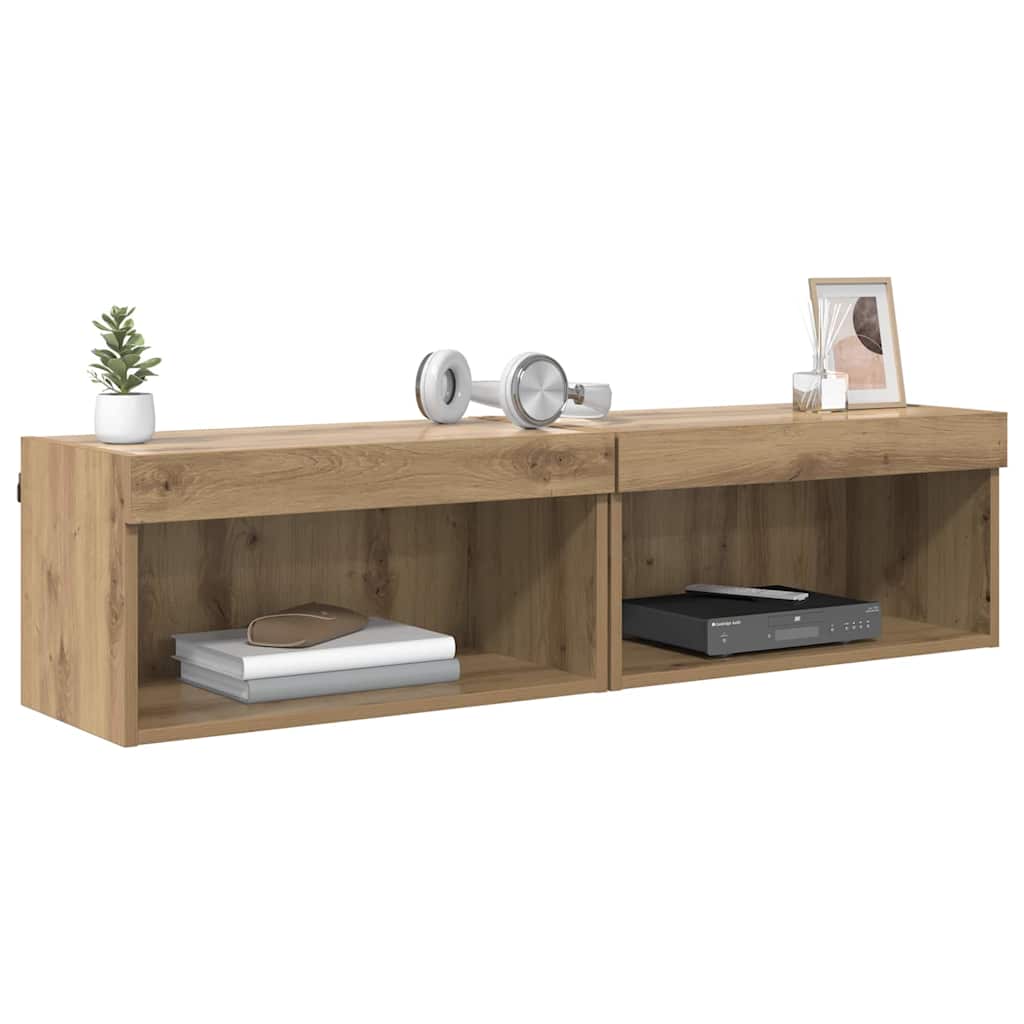 TV-møbelsæt med LED 2 pcs Artisan Egetræ 60 x 30 x 30 cm