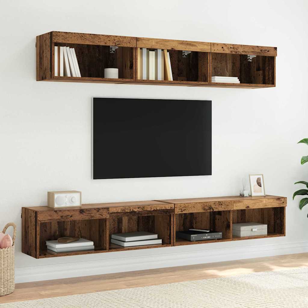 TV-møbelsæt 2 pcs Gammelt træ 100 x 30 x 30 cm Konstrueret træ