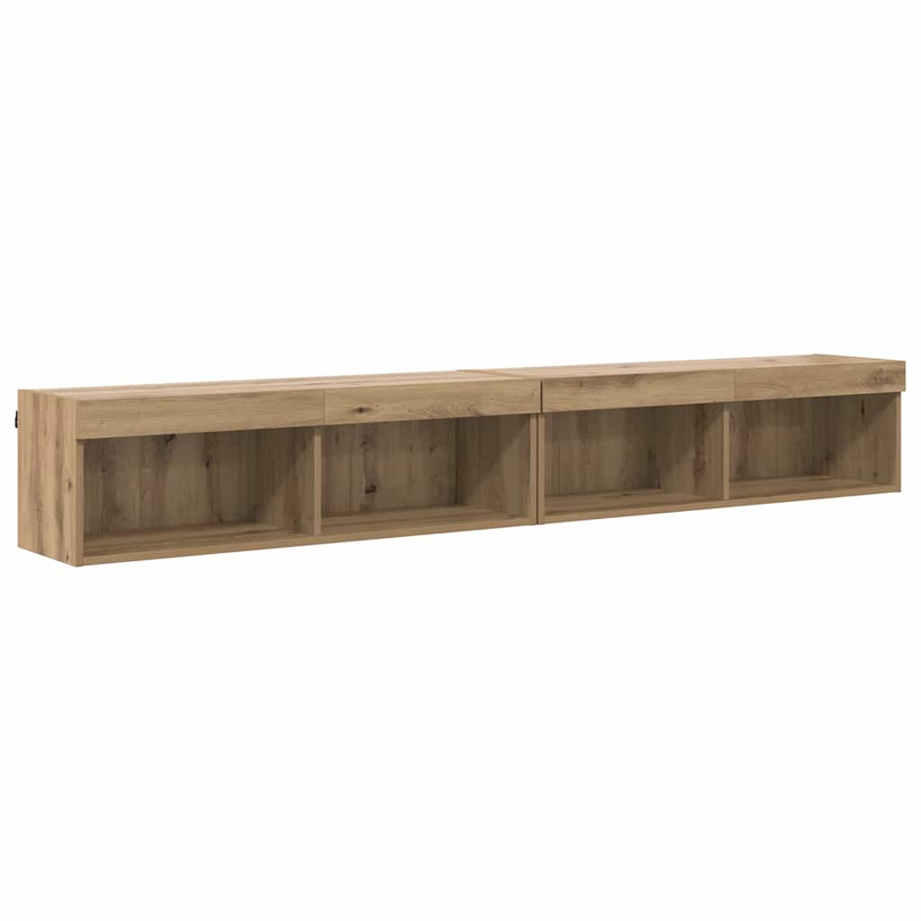 TV-møbelsæt med LED 2 pcs Artisan Egetræ 100 x 30 x 30 cm