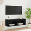 TV vægskab med LED Sort eg 100 x 30 x 30 cm Konstrueret træ