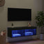 TV vægskab med LED Sort eg 100 x 30 x 30 cm Konstrueret træ
