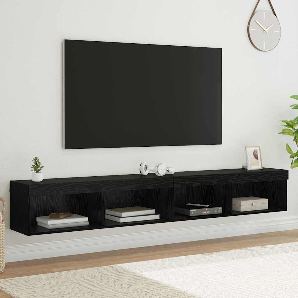 TV-møbelsæt 2 pcs Sort eg 100 x 30 x 30 cm Konstrueret træ