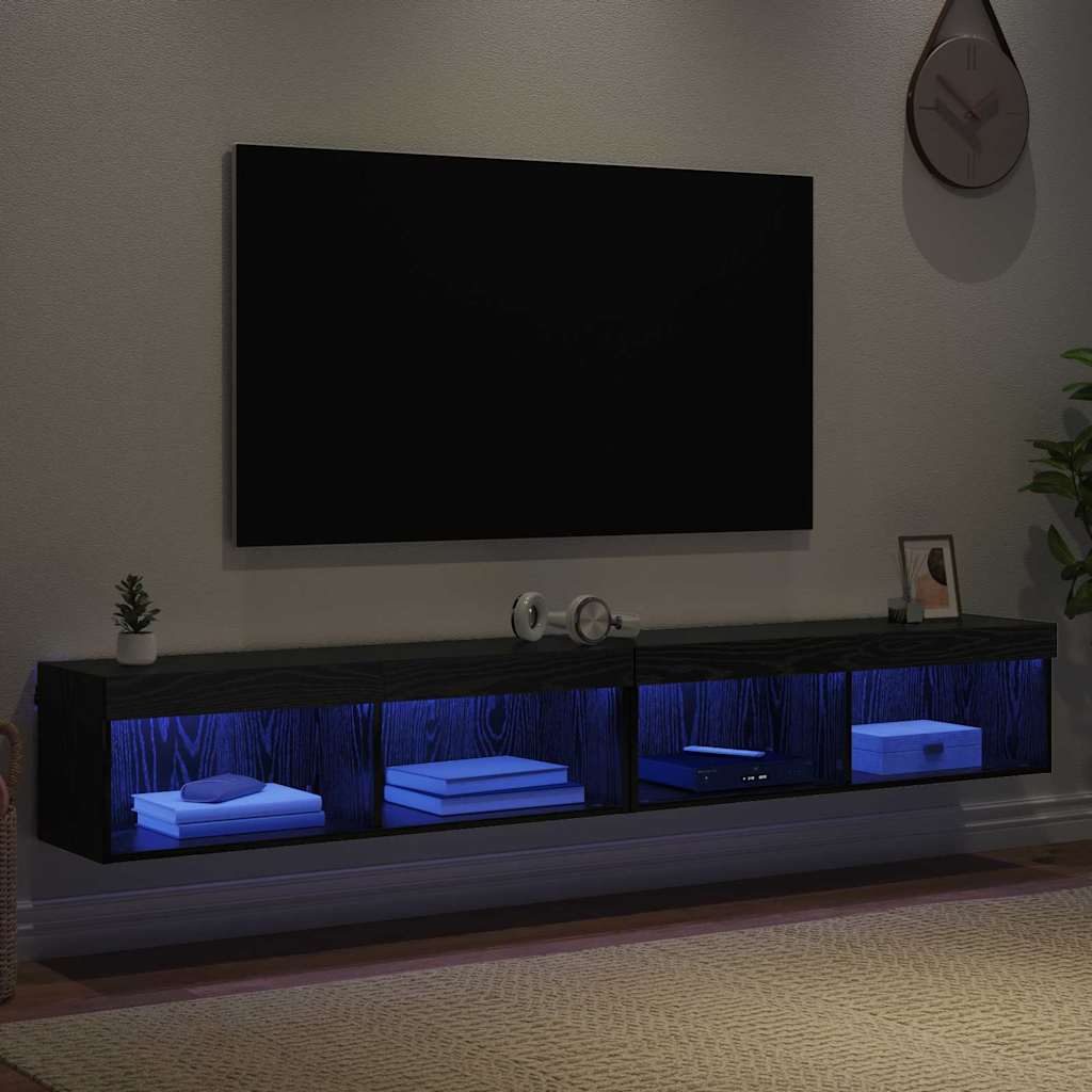 TV-møbelsæt 2 pcs Sort eg 100 x 30 x 30 cm Konstrueret træ