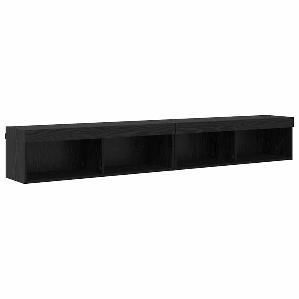 TV-møbelsæt 2 pcs Sort eg 100 x 30 x 30 cm Konstrueret træ