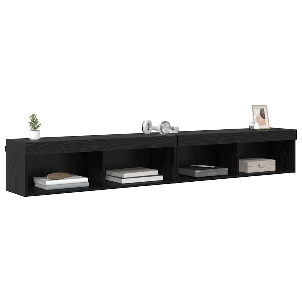 TV-møbelsæt 2 pcs Sort eg 100 x 30 x 30 cm Konstrueret træ