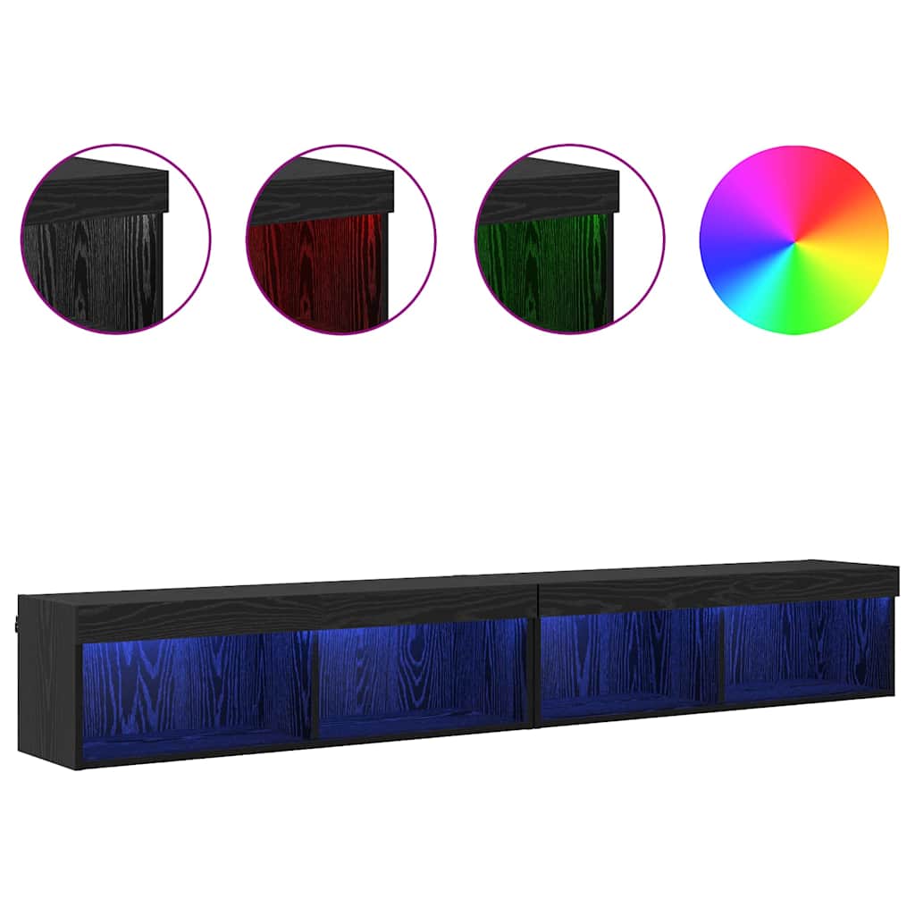 TV-møbelsæt 2 pcs Sort eg 100 x 30 x 30 cm Konstrueret træ