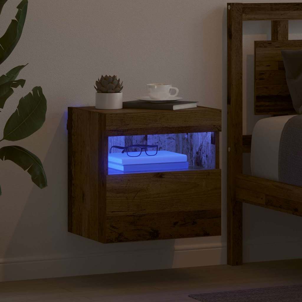 TV vægskab med LED Gammelt træ 40 x 30 x 40 cm Konstrueret træ