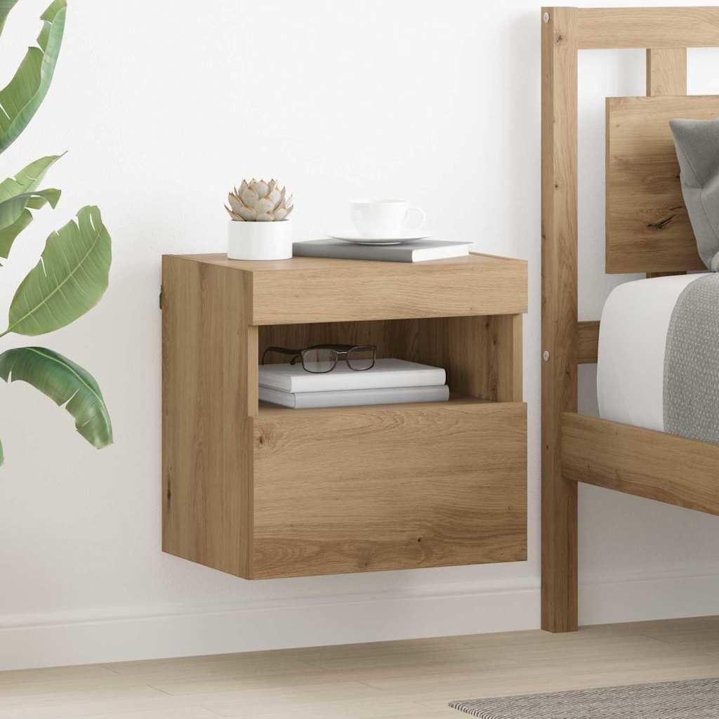 TV Væghylder med LED 2 pcs Artisan Egetræ 40 x 30 x 40 cm