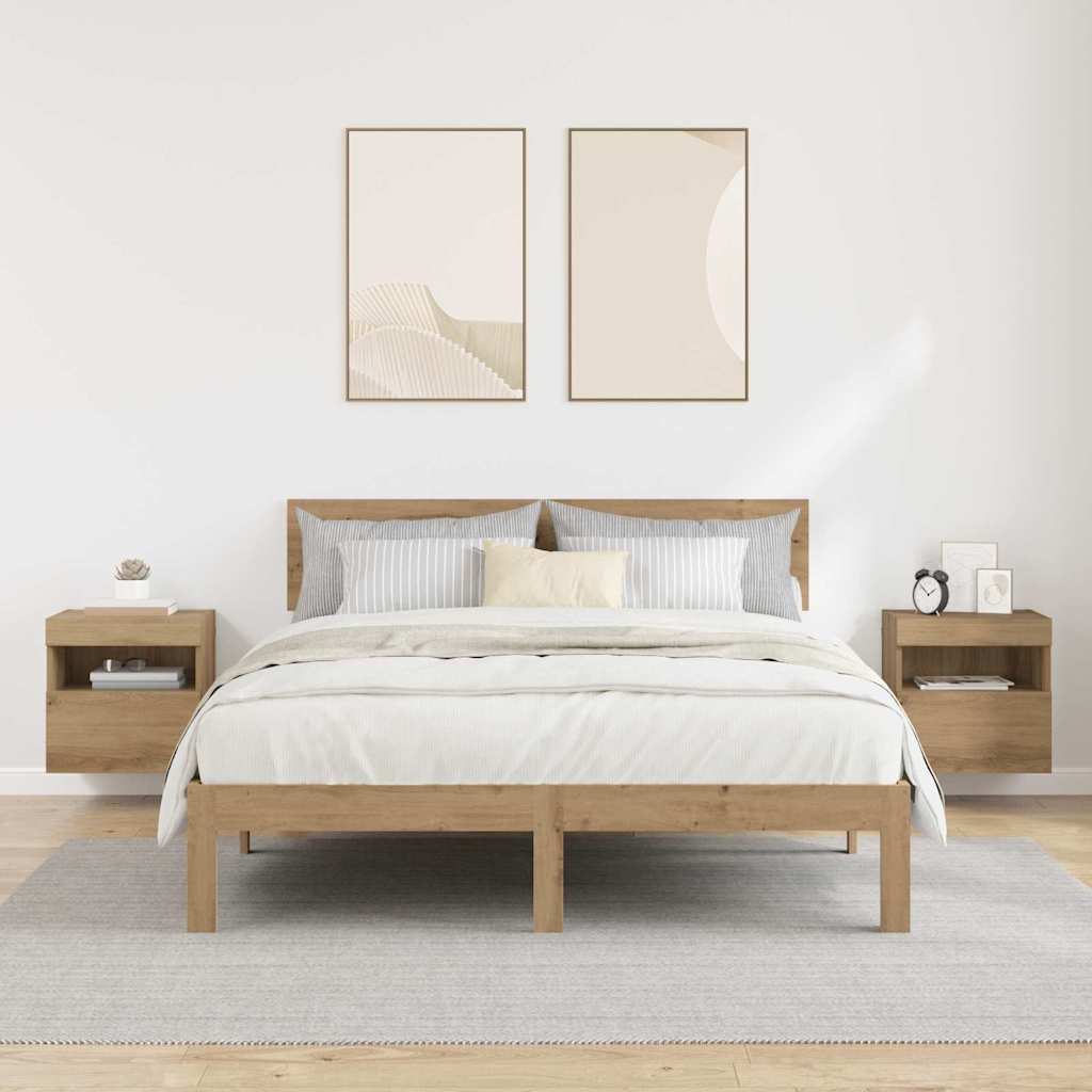 TV Væghylder med LED 2 pcs Artisan Egetræ 40 x 30 x 40 cm