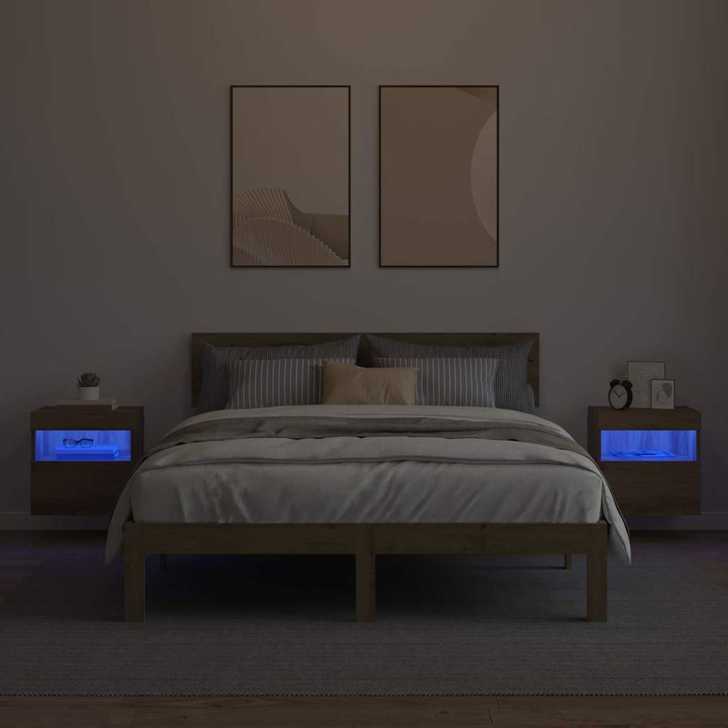 TV Væghylder med LED 2 pcs Artisan Egetræ 40 x 30 x 40 cm