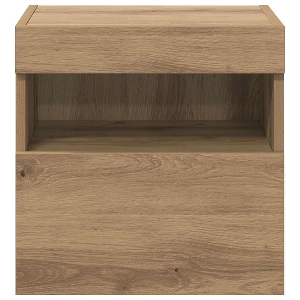 TV Væghylder med LED 2 pcs Artisan Egetræ 40 x 30 x 40 cm