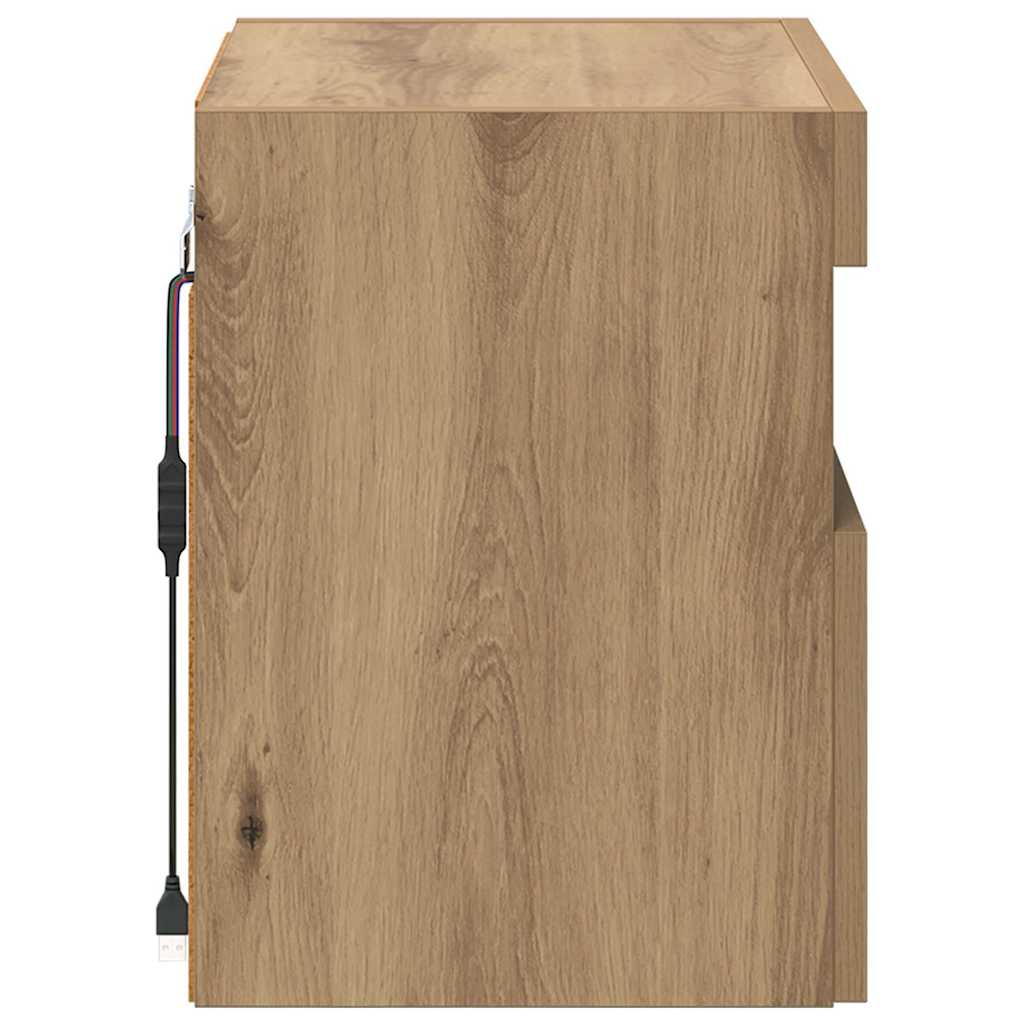 TV Væghylder med LED 2 pcs Artisan Egetræ 40 x 30 x 40 cm