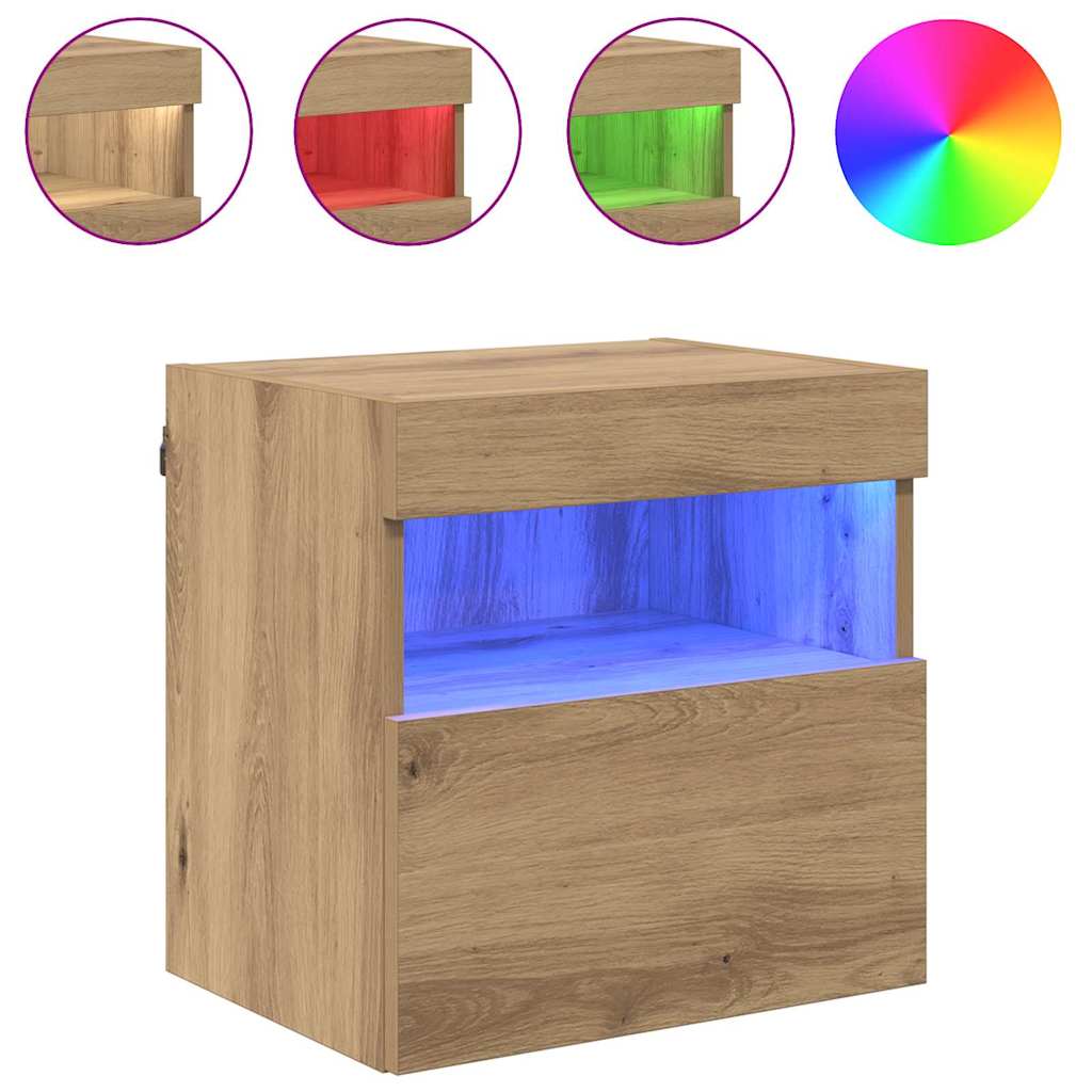TV Væghylder med LED 2 pcs Artisan Egetræ 40 x 30 x 40 cm