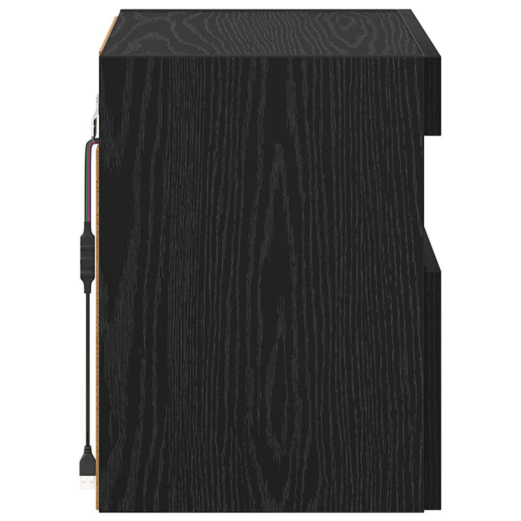 TV vægskab med LED Sort eg 40 x 30 x 40 cm Konstrueret træ