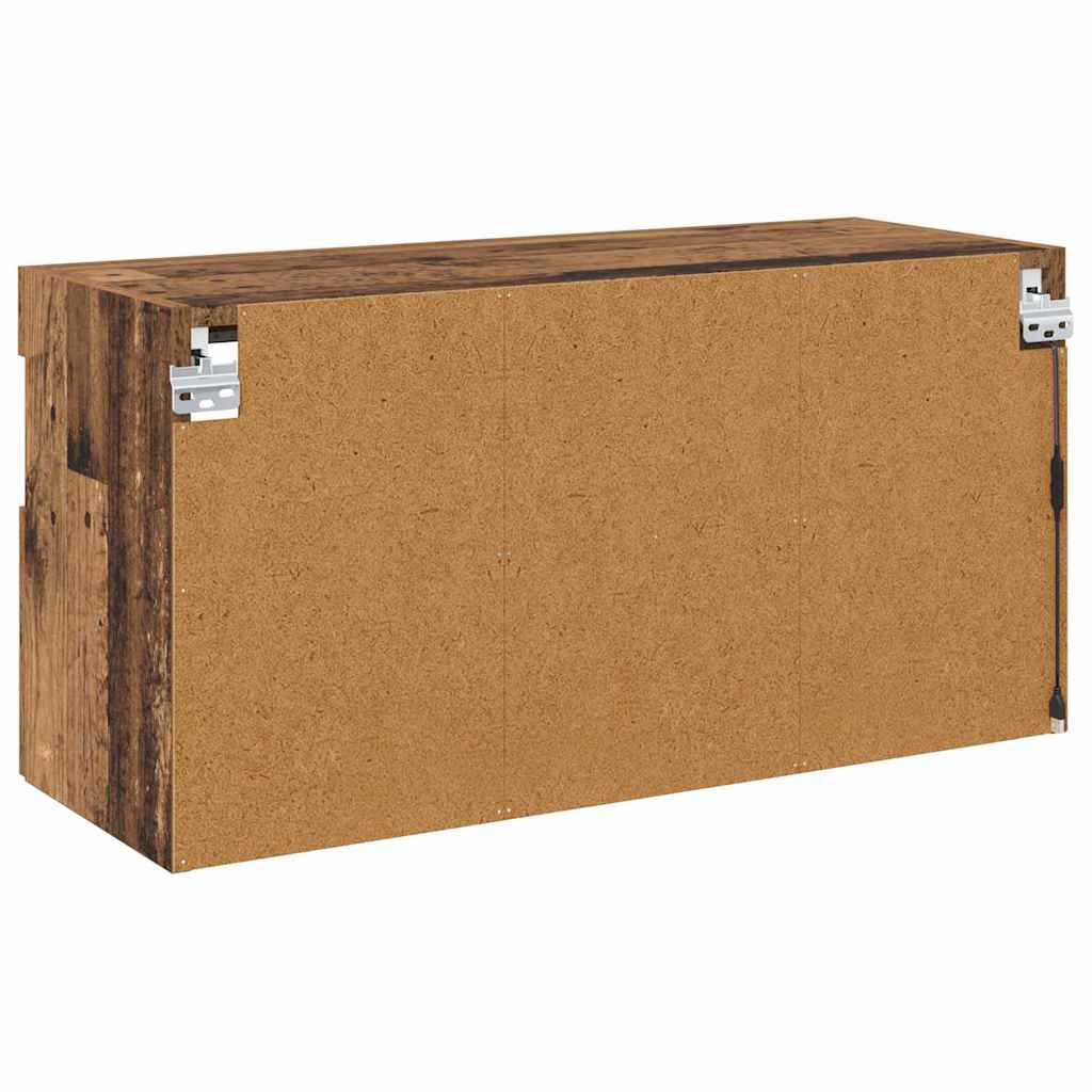 TV vægskab med LED Gammelt træ 80 x 30 x 40 cm Konstrueret træ
