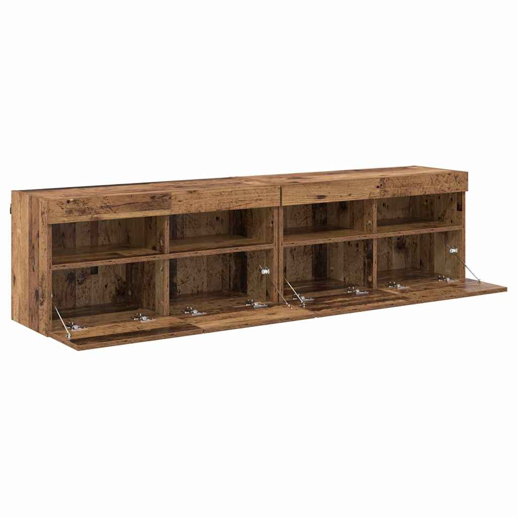 TV Væghylder 2 pcs Gammelt træ 80 x 30 x 40 cm Konstrueret træ