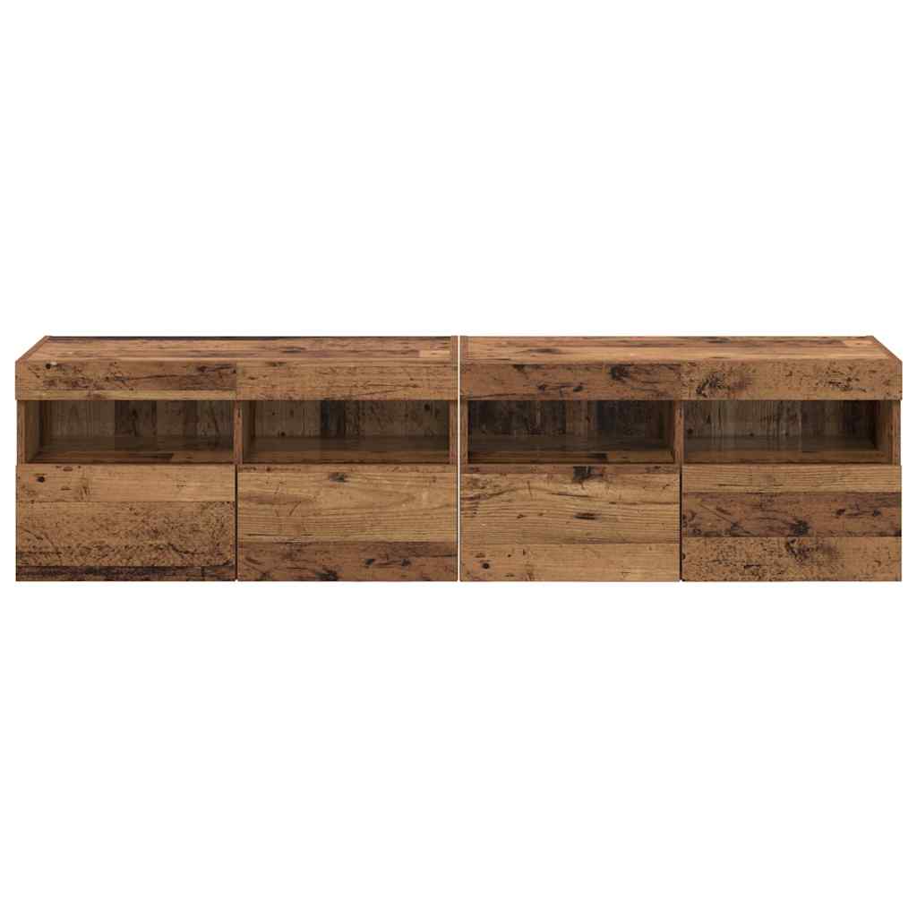 TV Væghylder 2 pcs Gammelt træ 80 x 30 x 40 cm Konstrueret træ