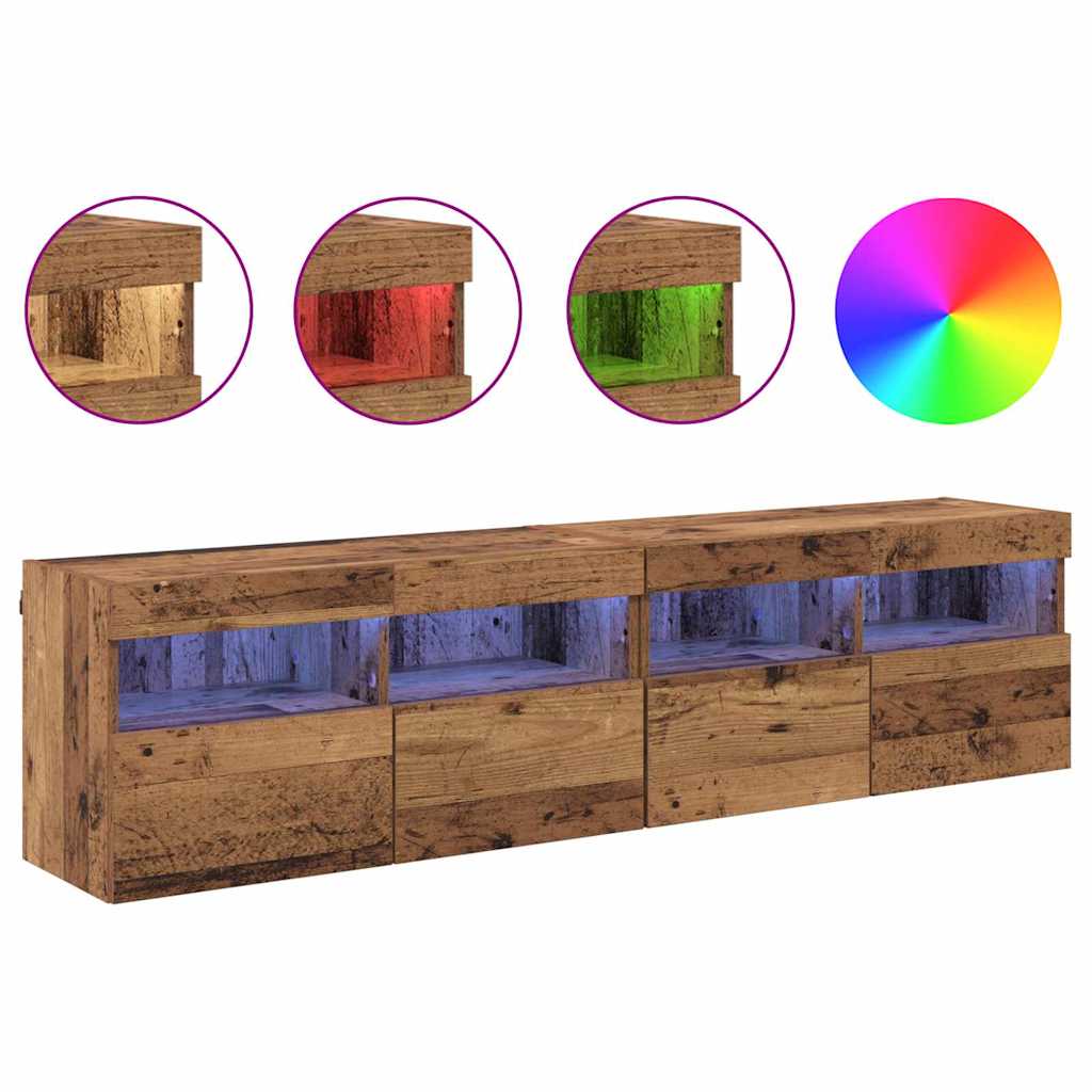 TV Væghylder 2 pcs Gammelt træ 80 x 30 x 40 cm Konstrueret træ