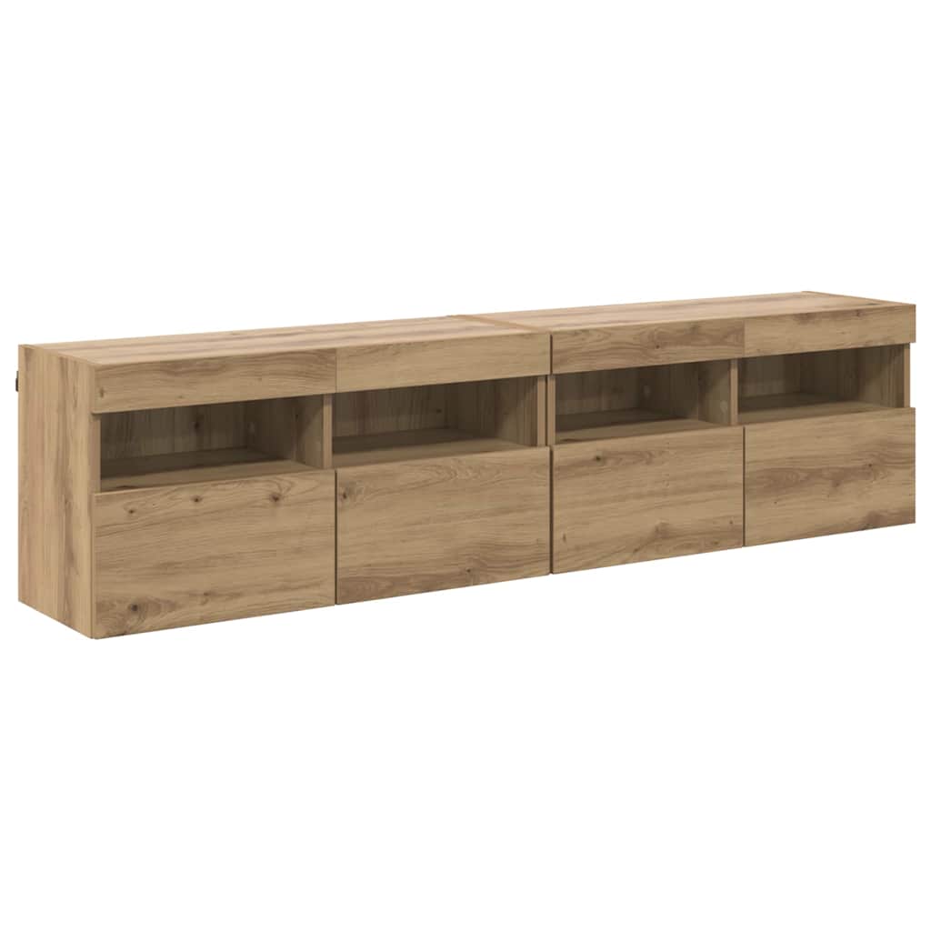 TV Væghylder med LED 2 pcs Artisan Egetræ 80 x 30 x 40 cm