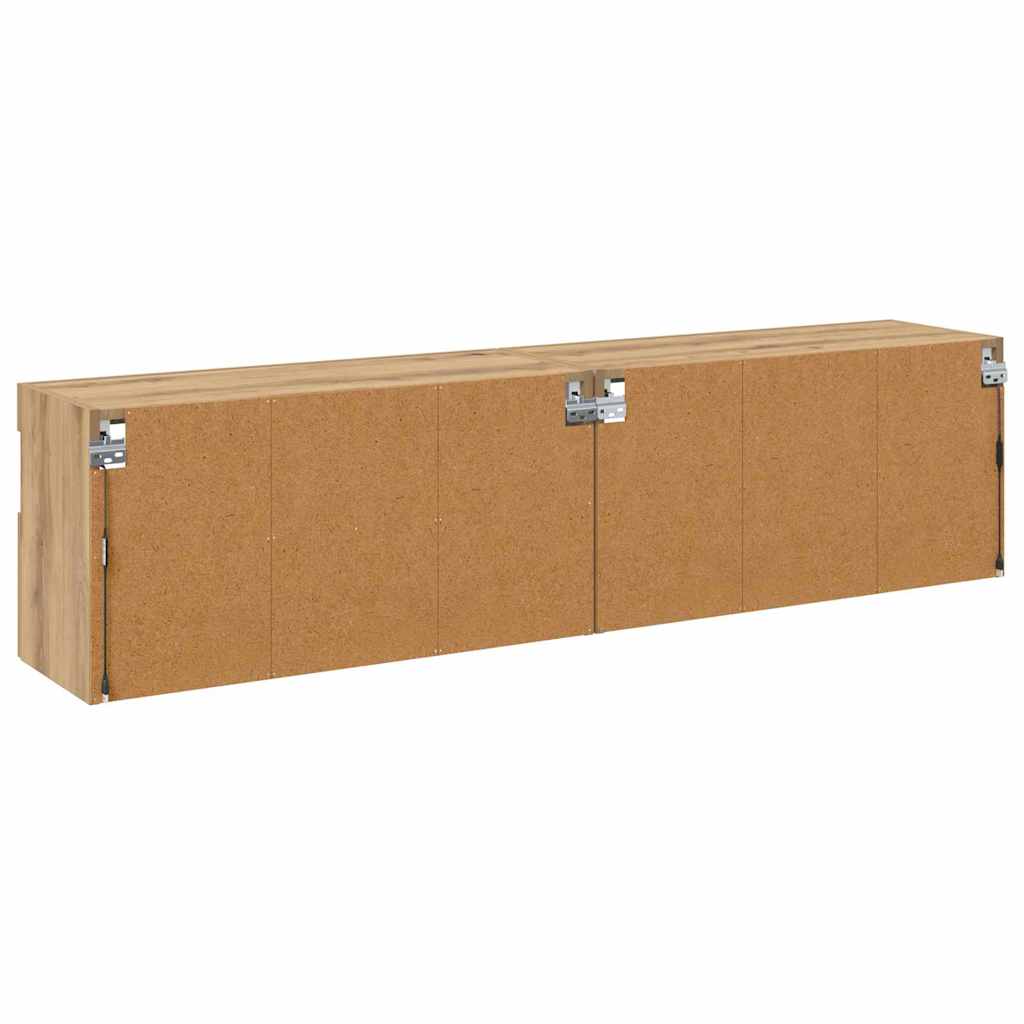 TV Væghylder med LED 2 pcs Artisan Egetræ 80 x 30 x 40 cm
