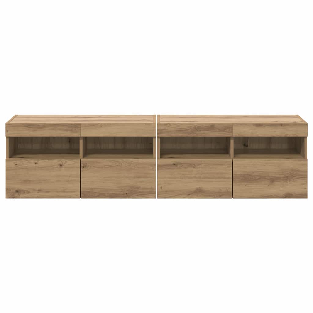 TV Væghylder med LED 2 pcs Artisan Egetræ 80 x 30 x 40 cm