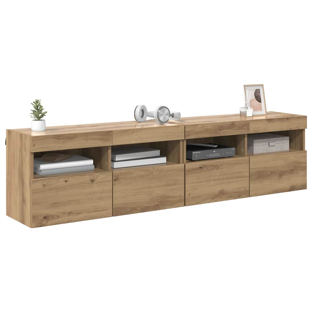 TV Væghylder med LED 2 pcs Artisan Egetræ 80 x 30 x 40 cm