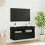 TV vægskab med LED Sort eg 80 x 30 x 40 cm Konstrueret træ