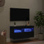 TV vægskab med LED Sort eg 80 x 30 x 40 cm Konstrueret træ