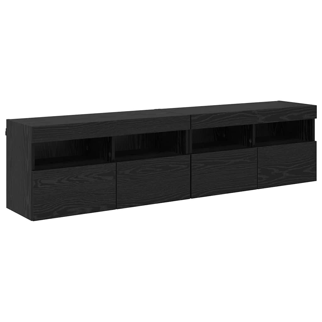 TV Væghylder 2 pcs Sort eg 80 x 30 x 40 cm Konstrueret træ