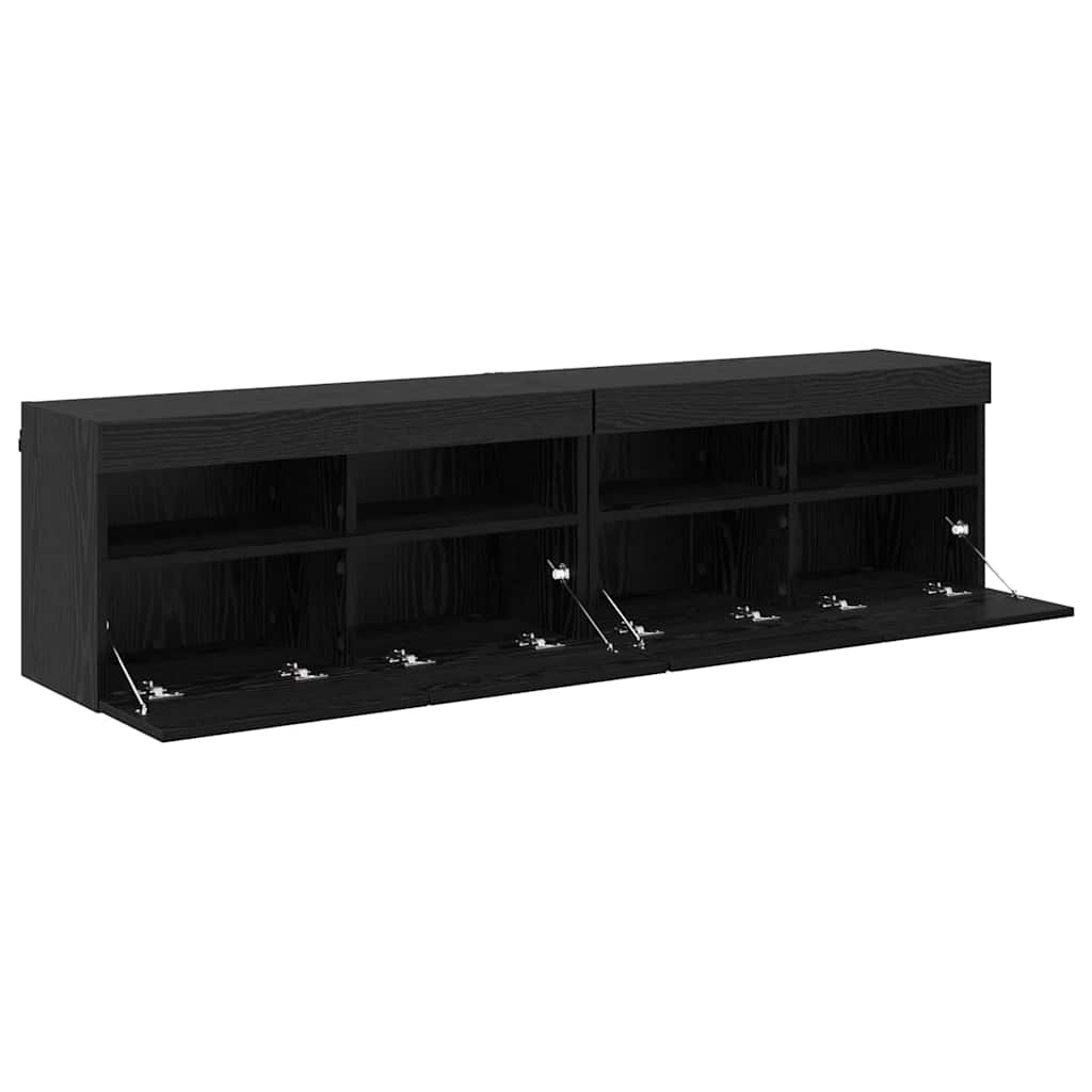TV Væghylder 2 pcs Sort eg 80 x 30 x 40 cm Konstrueret træ