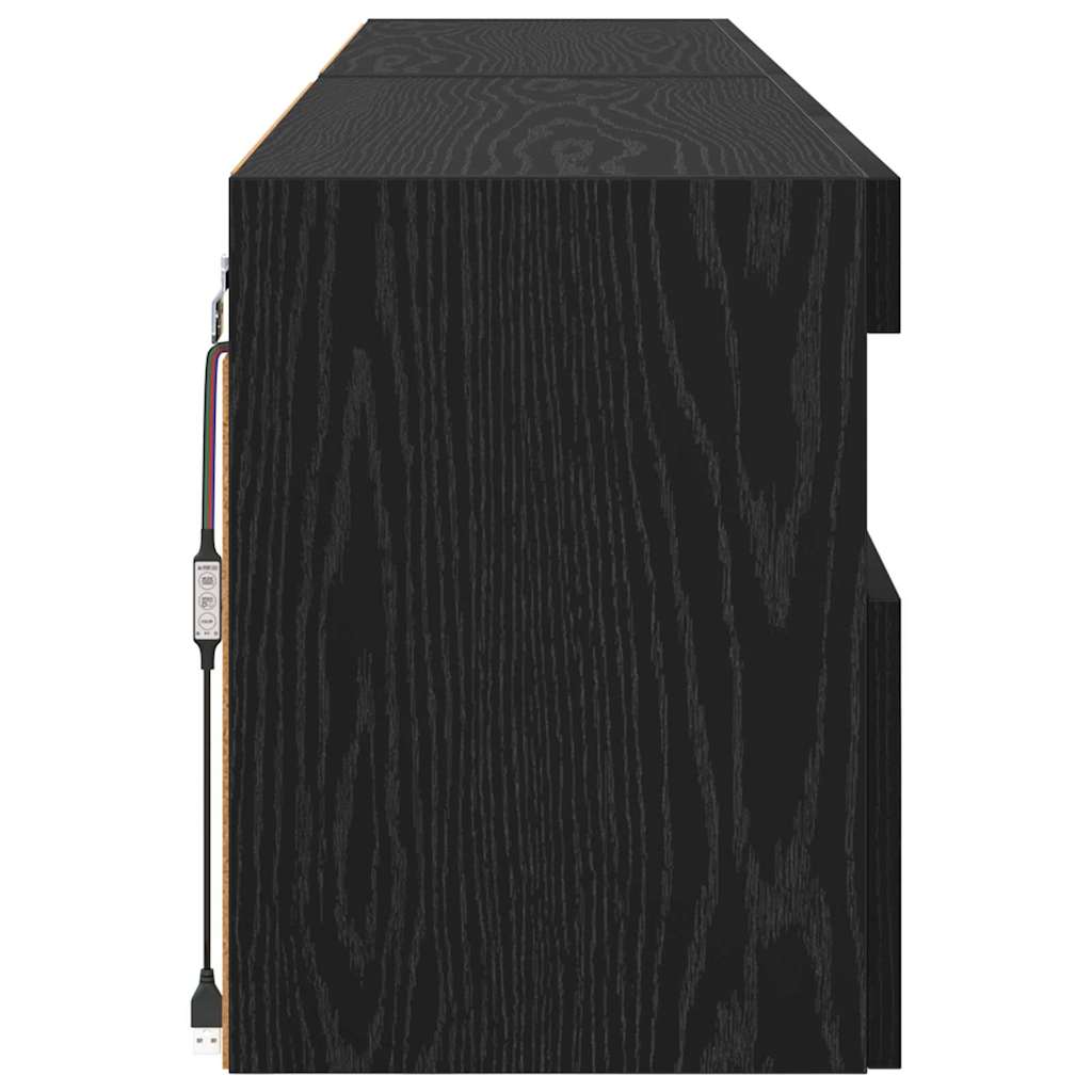 TV Væghylder 2 pcs Sort eg 80 x 30 x 40 cm Konstrueret træ