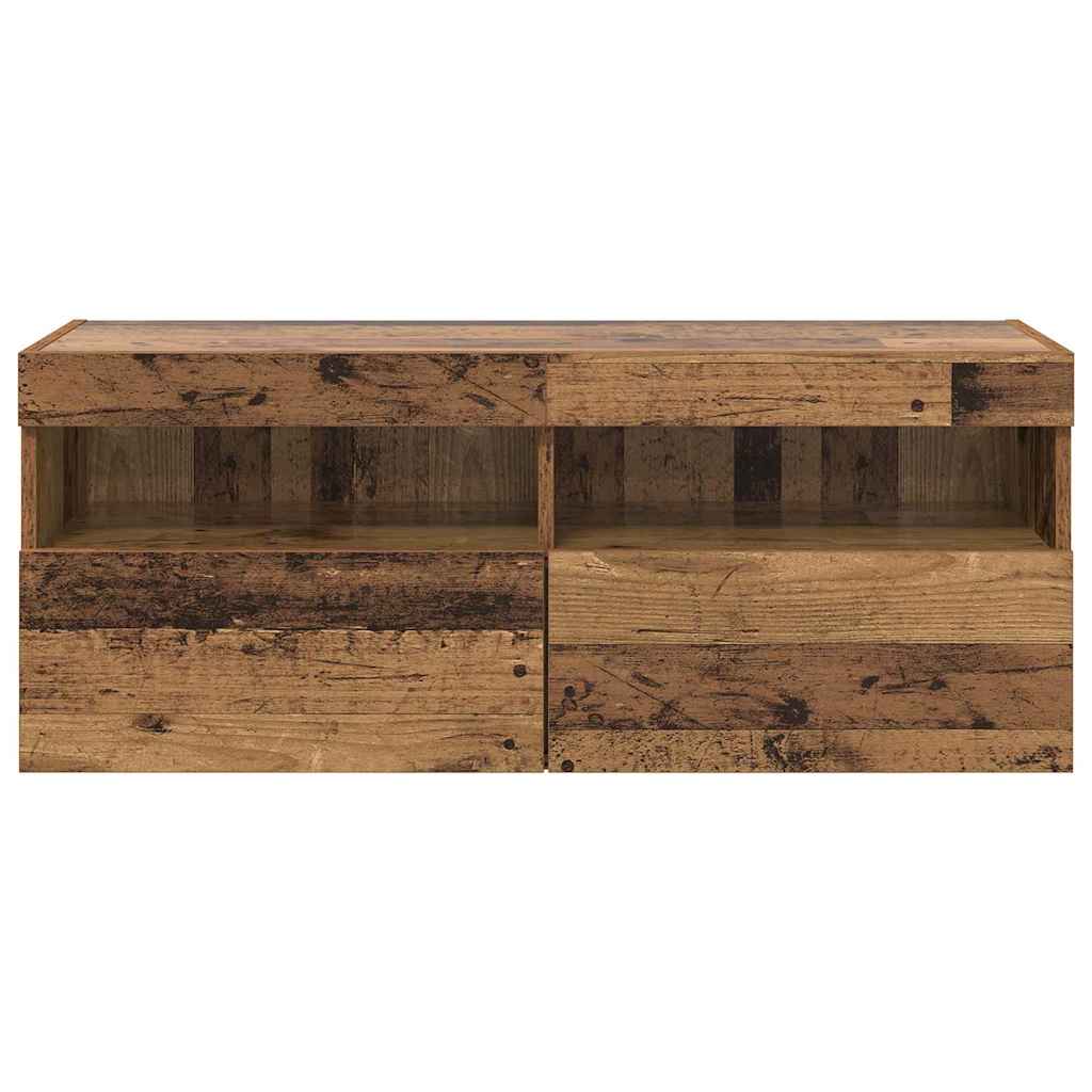 TV vægskab med LED Gammelt træ 100 x 30 x 40 cm Konstrueret træ