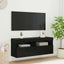 TV vægskab med LED Sort eg 100 x 30 x 40 cm Konstrueret træ
