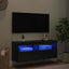 TV vægskab med LED Sort eg 100 x 30 x 40 cm Konstrueret træ