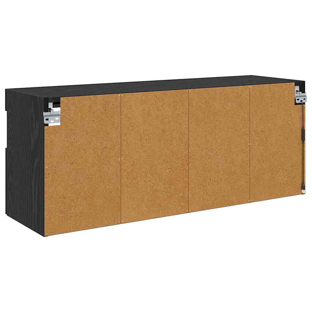 TV vægskab med LED Sort eg 100 x 30 x 40 cm Konstrueret træ