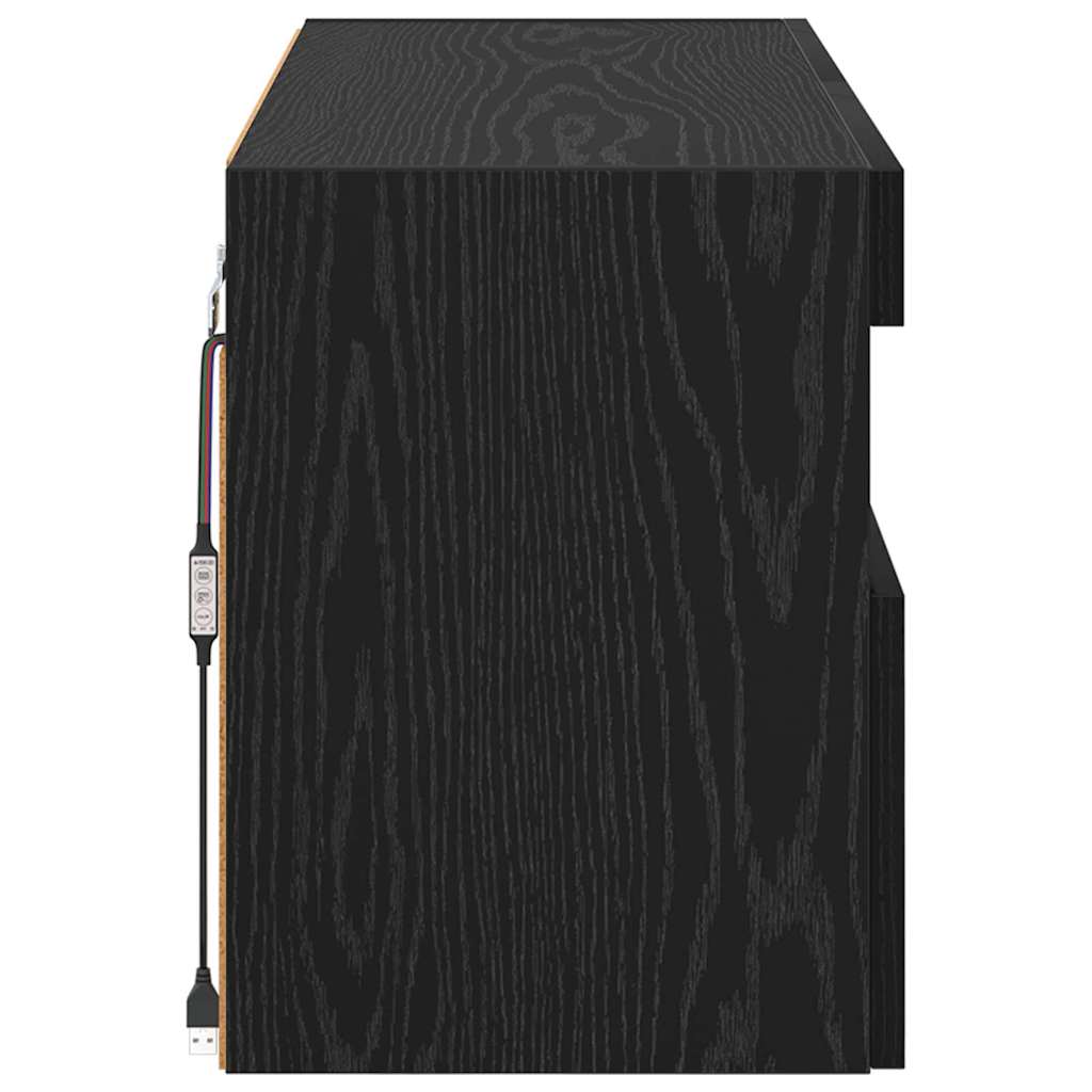 TV vægskab med LED Sort eg 100 x 30 x 40 cm Konstrueret træ