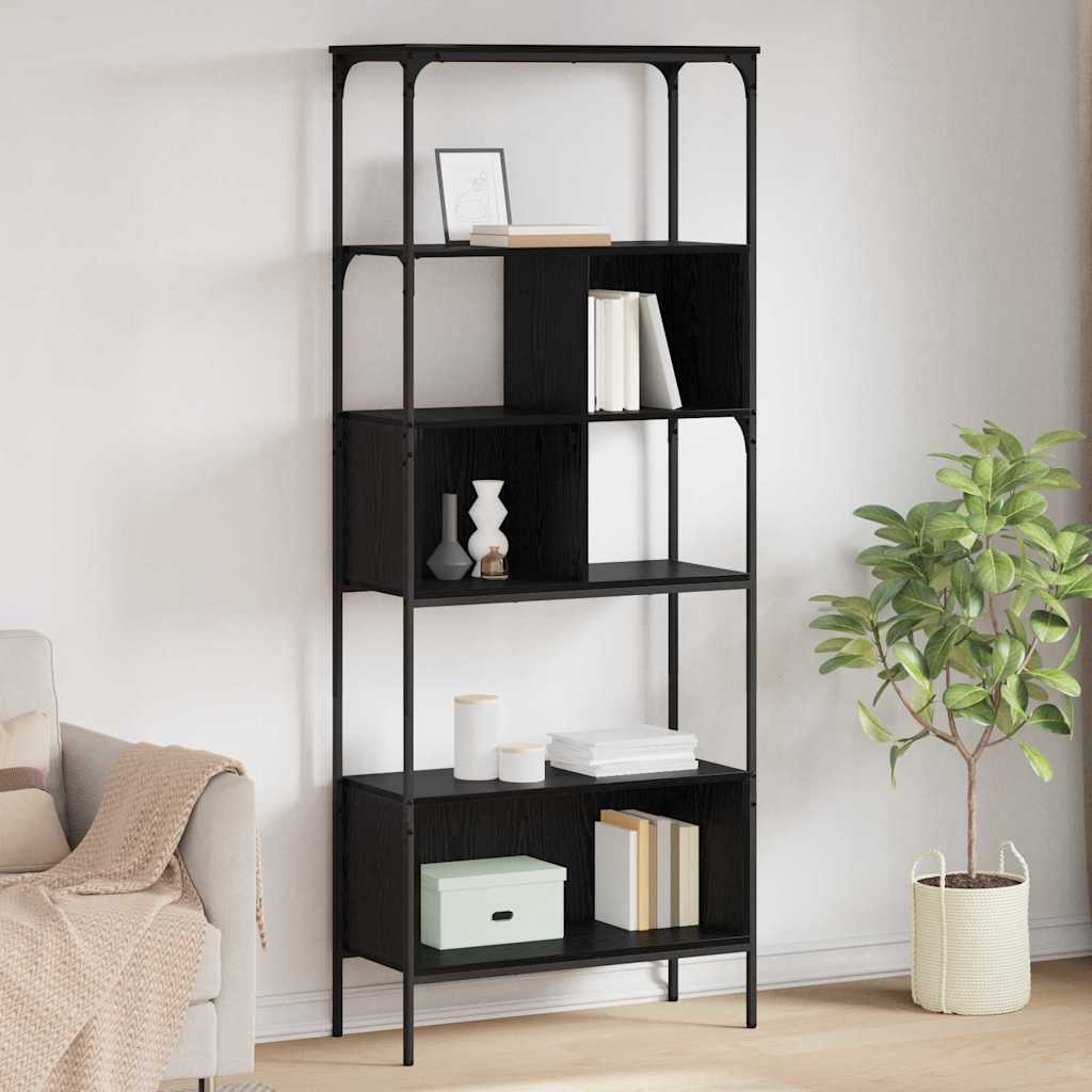 Bogreol 7 niveauer 76 x 33 x 188,5 cm Konstrueret træ Sort eg