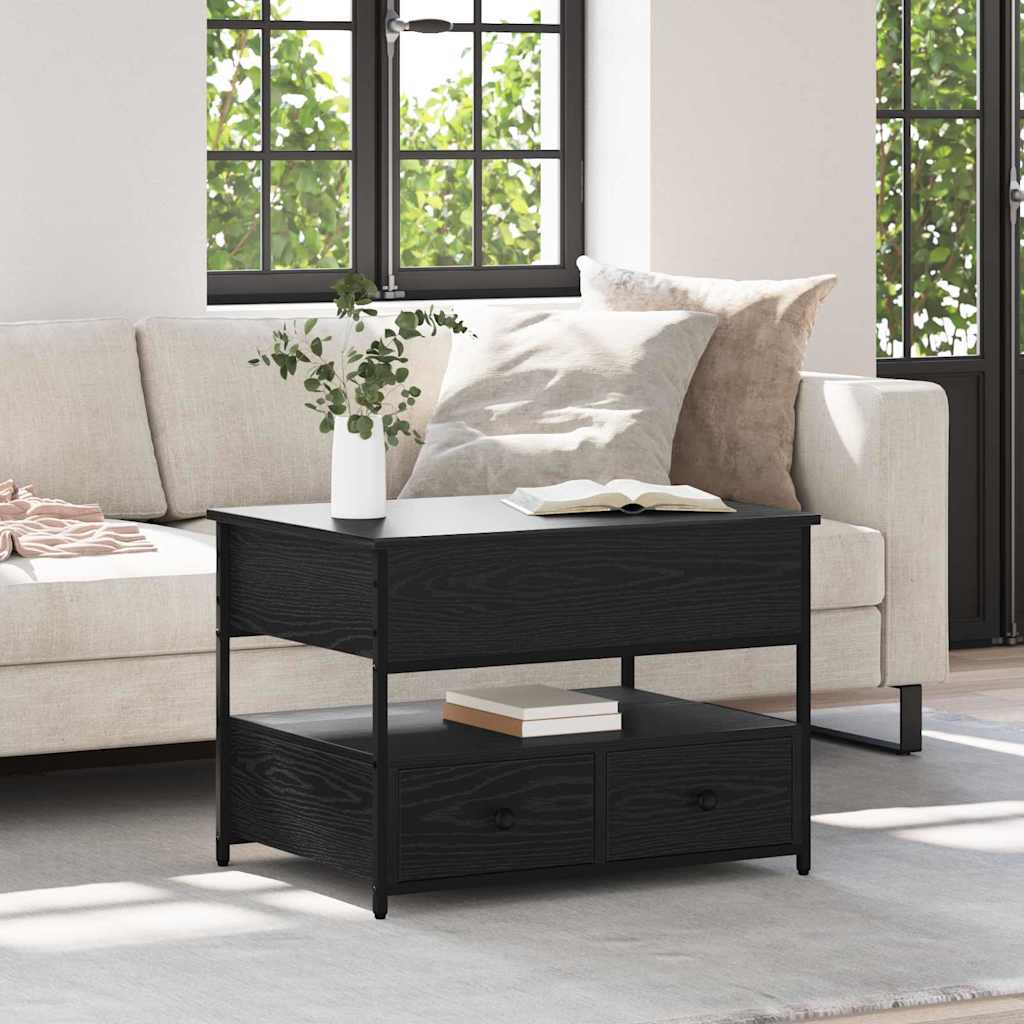 Sofabord med skuffe Sort eg 70 x 50 x 54,5 cm Konstrueret træ