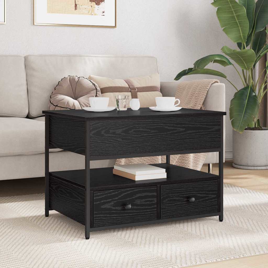 Sofabord med skuffe Sort eg 70 x 50 x 54,5 cm Konstrueret træ
