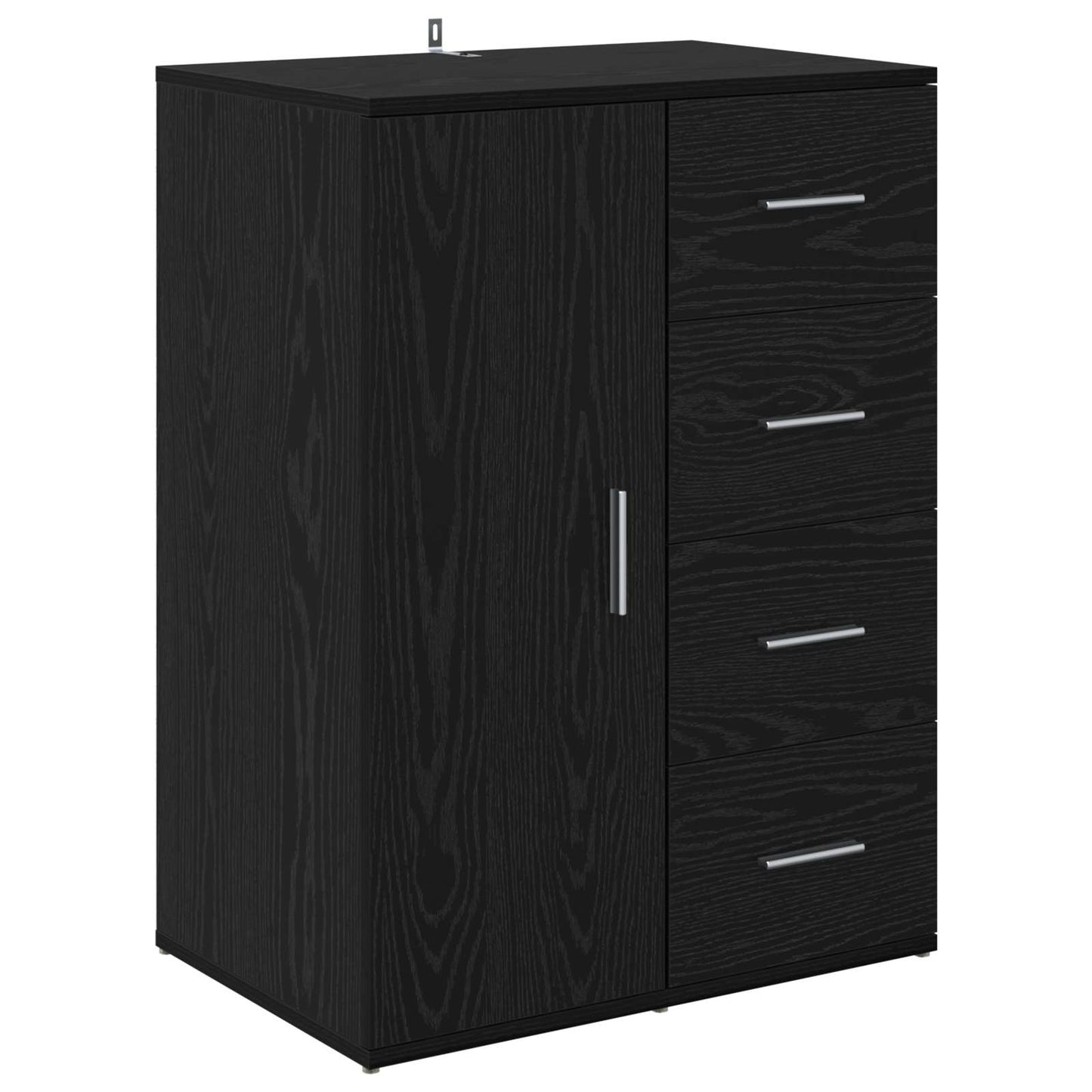 Sideboard med skuffe Sort eg 59 x 39 x 80 cm Konstrueret træ