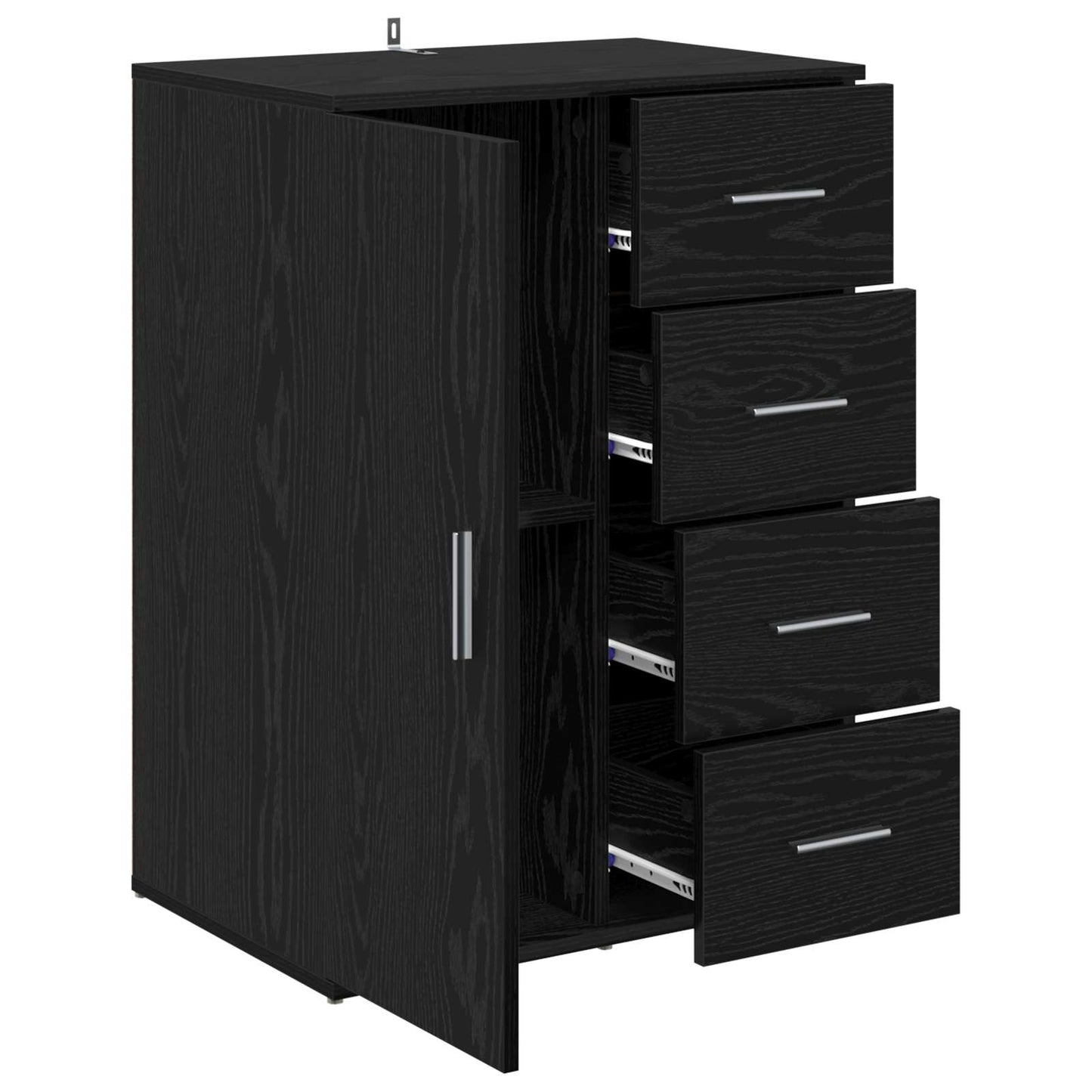 Sideboard med skuffe Sort eg 59 x 39 x 80 cm Konstrueret træ