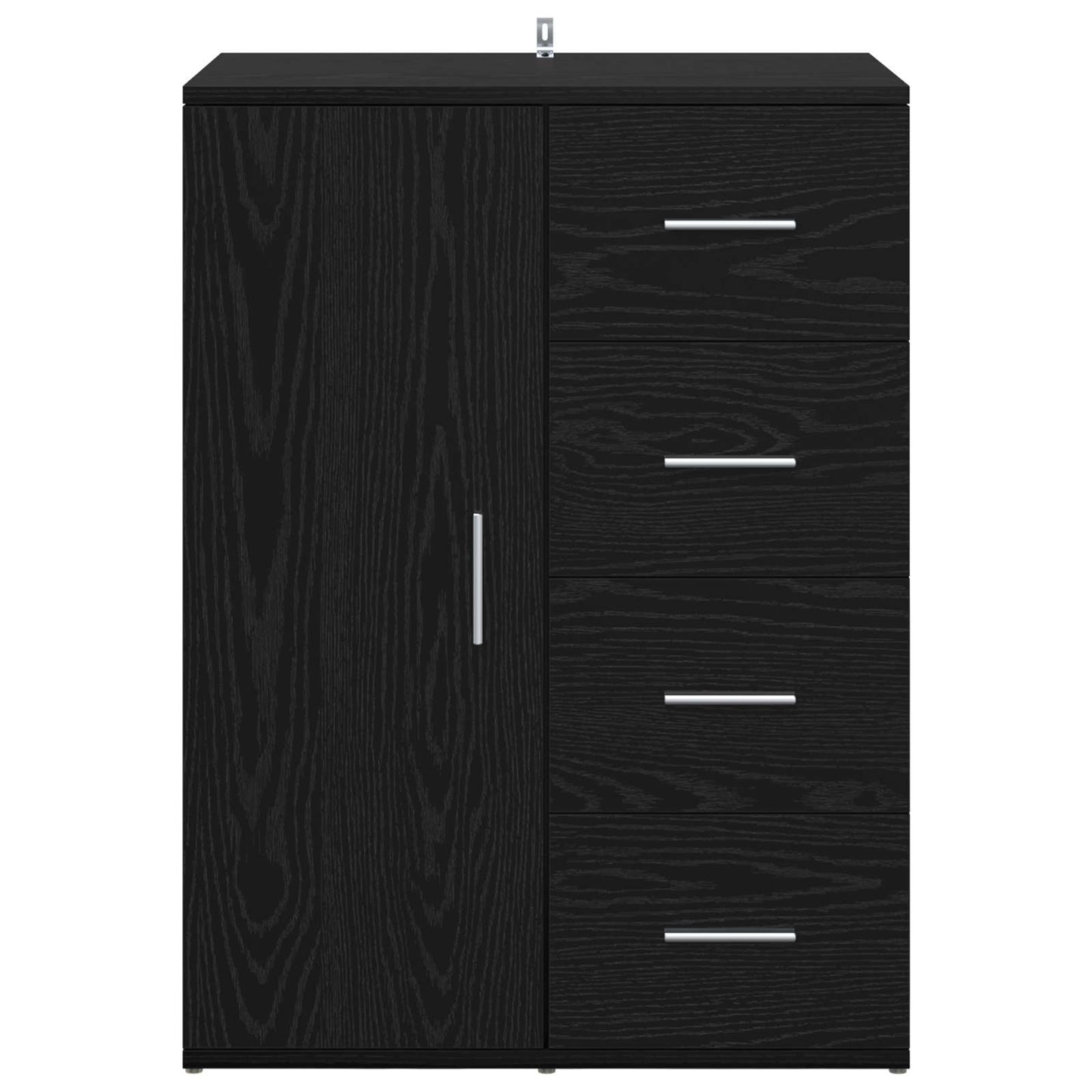 Sideboard med skuffe Sort eg 59 x 39 x 80 cm Konstrueret træ