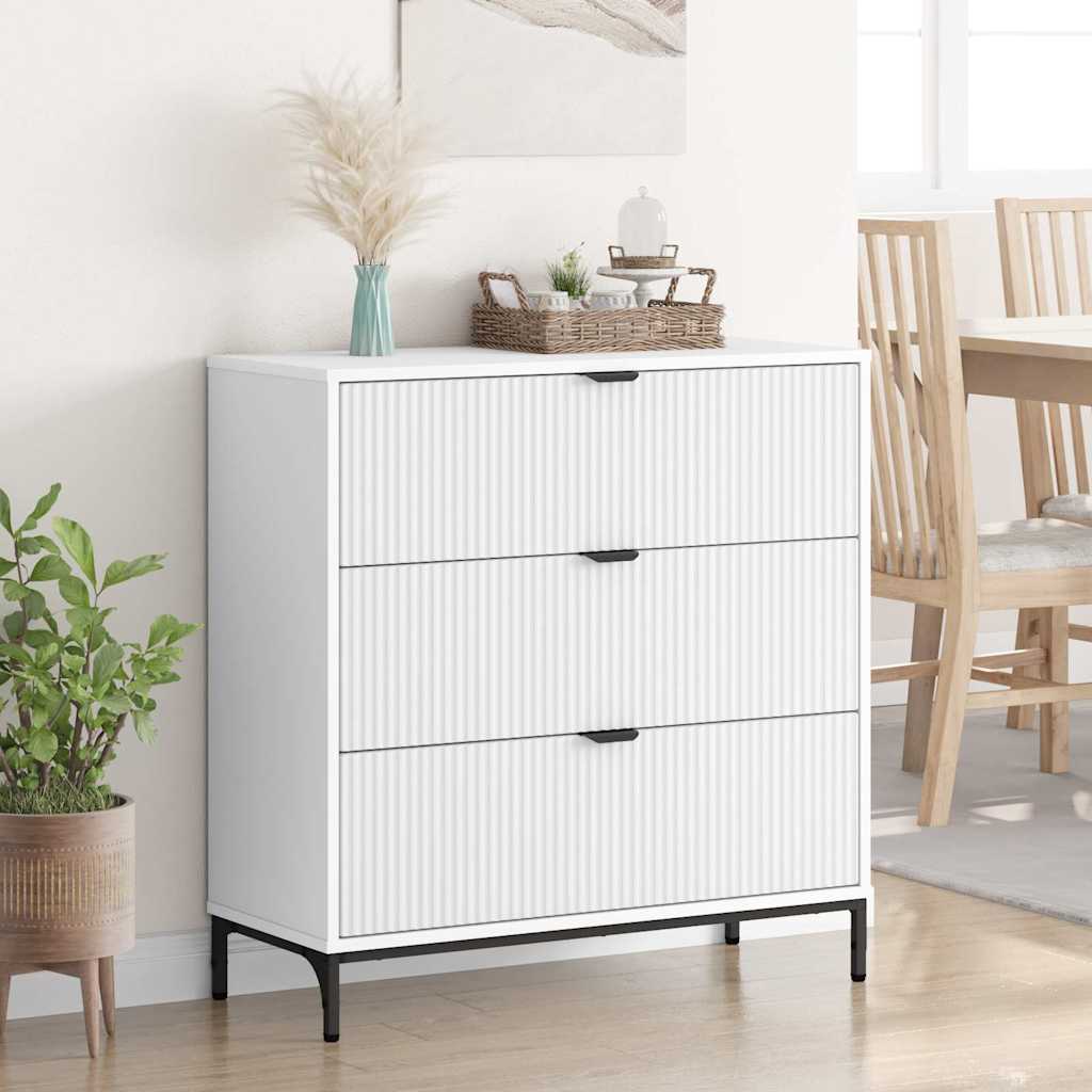 Sideboard med skuffe Hvid 79,5 x 33 x 82 cm Konstrueret træ